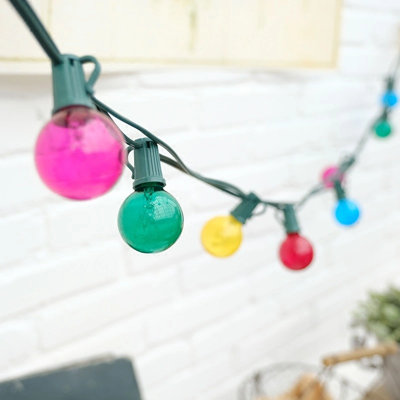 20 Lights Electric Outdoor Christmas String Lights Colored Globe G40 Bulbs String Lights