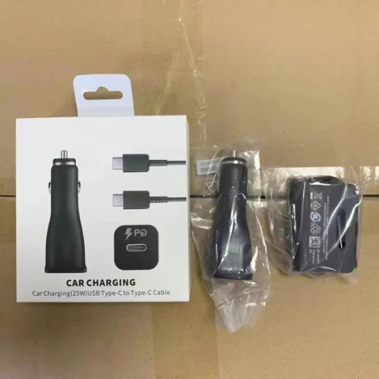 Carregador de carro 25W Samsung Pd Ep-L21 S22 Z Fold 3 USB C Cabo de carregamento super rápido para Sung S21 Galaxy Note 10 20 Carregador de carro