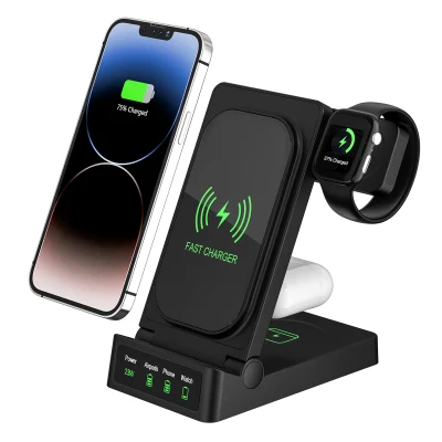 Novo lançamento de 2023 para Apple Watch Phone Holder 3 em 1 Fast Wireless Charger