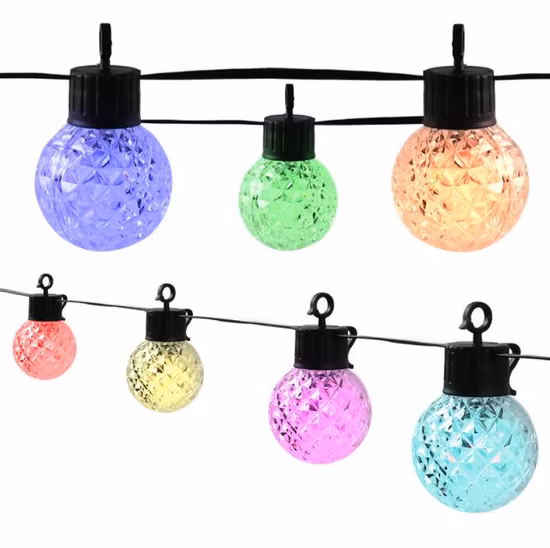 IP65 à prova d'água G40 Luzes de Natal RGB Solar Power LED Luzes externas com controle remoto