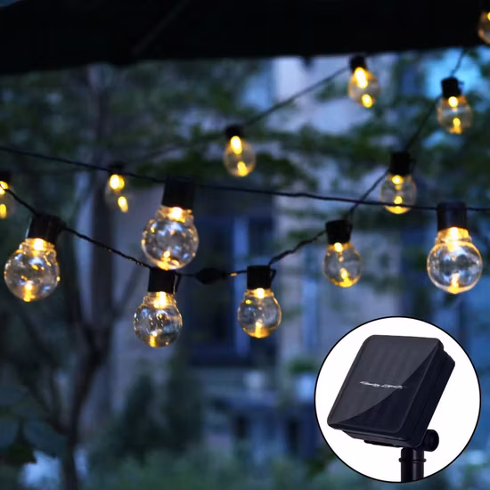 Lâmpada Solar G40 Corda de Luzes Externas E12 LED Globo Luz Corda À Prova D' Água Pátio Jardim Caminho Luzes Penduradas