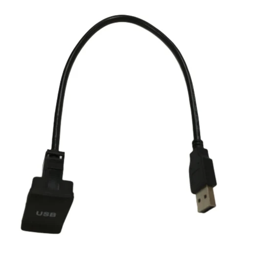 Cabo de extensão quadrado USB 2.0 para painel de carro com capa antipoeira para carro, barco e motocicleta