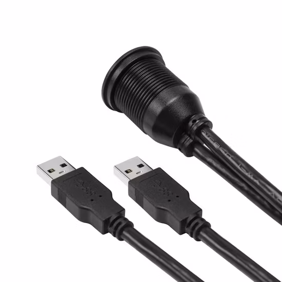 Cabo de extensão duplo USB 3.0 embutido para montagem em carro para painel de controle